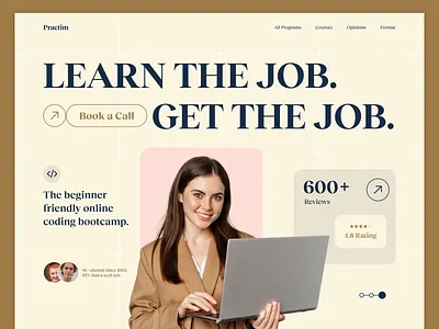 Practim - Coding Bootcamp Landing Page bootcamp coding inspiration landing page marketing minimal modern product design tech ui ux visual web design website