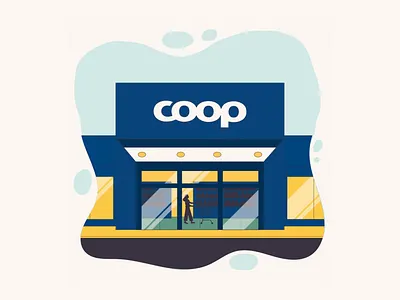 Illustration and animation for COOP supermarkets 2d animation branding car customer design flat groceries illustration motion supermarket vector