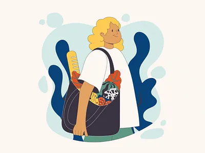 Illustration and animation for COOP supermarkets 2d animation bag branding cute design flat food groceries illustration motion shopping simple supermarket vector woman