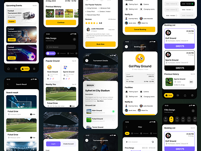 Playground Booking App UI Kit app app design booking app booking process cricket ground football ground ground ground booking mobile mobile app playground booking reservation reservation app sports sports app stadium ui ui design uiux uxdesign