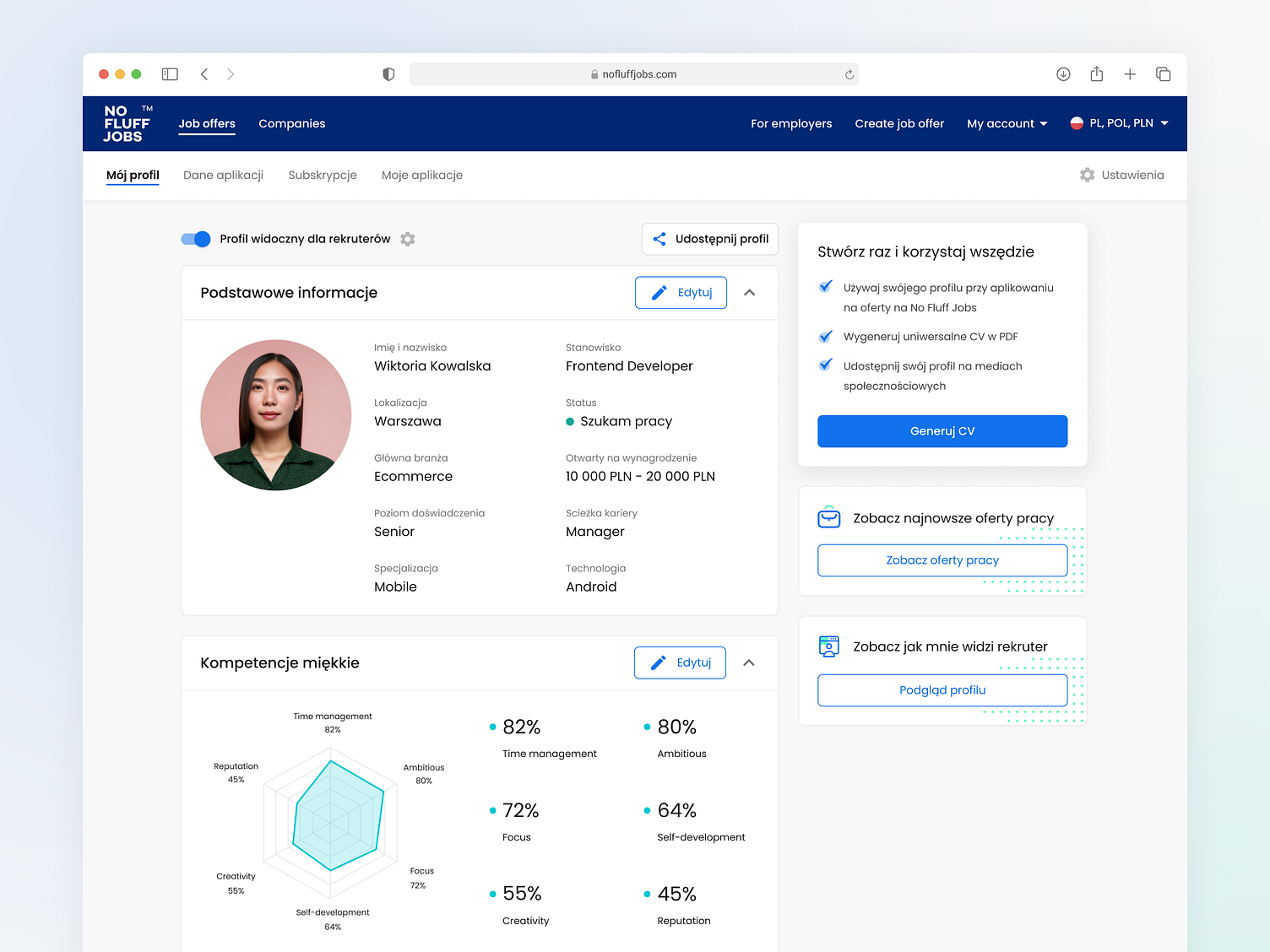 Candidate Profile UI by Dawid Domański on Dribbble