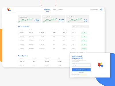 LMS Dashboard for Instructors and Students - Krimus 🔥 app branding campus class classroom dashboard design graphic design learning learning management system logo monitoring room school students and instructor ui user friendly ux virtual virtual school