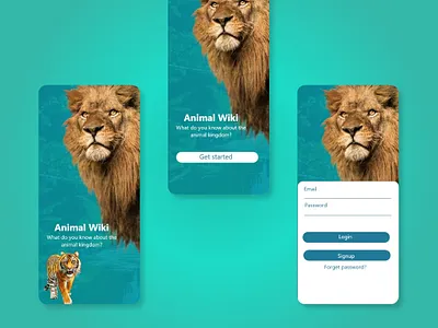 Animal Wikipedia Landing, login signup page animal app branding case study design graphic design illustration logo mobile application typographic typography ui ux vector wikipedia