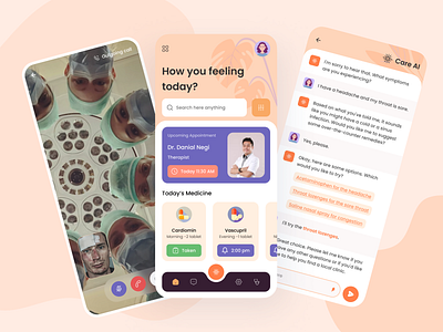 Healthcare AI Mobile App Design ai app consultation app health ai health app health tracker ios medical app medicine mobile ui ui design