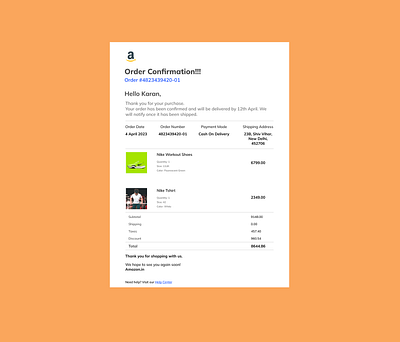 Day 17 Daily UI Challenge: Email Receipt #DailyUI