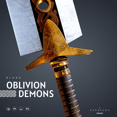 Blade "Oblivion Demons" 3d blade bladed weapon blender conceptdesign design digital3d fantasyweapon gameready marmoset metal noai props substance sword weapons