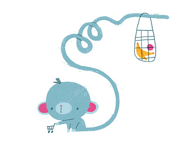 Monkey Shopping banana character illustration monkey procreate shopping shopping cart tail texture