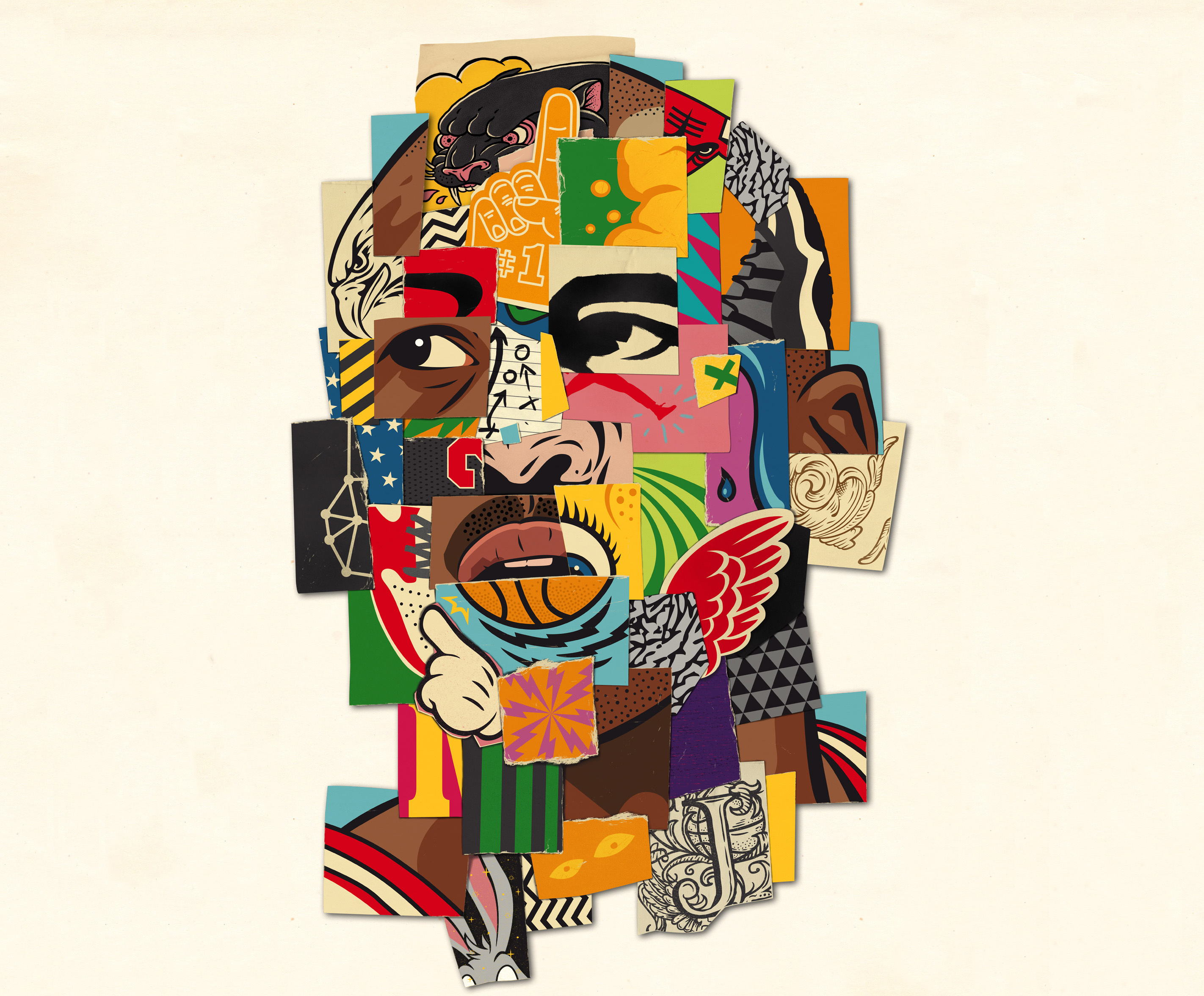 Michael Jordan_Portrait Collage basketball bulls chicago face illustration jordan jumpman mj nba panther popart portrait sneaker sports vector wings