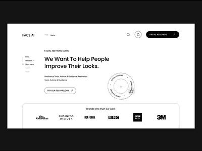 Face AI - AI Beauty Website ai ai startup animation beauty black and white clean clinic face health homepage interaction interface landing page machine learning ui ux web webdesign website ui wellness