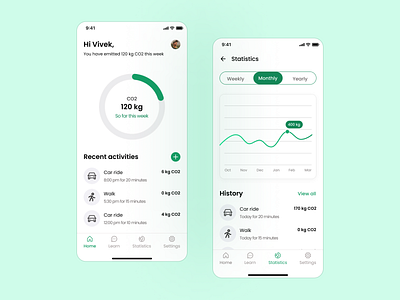 Carbon Footprint Tracker App appdesign carbonfootprinttracker dailyui design mobiledesign ui uichallenge uidesign uxdesign