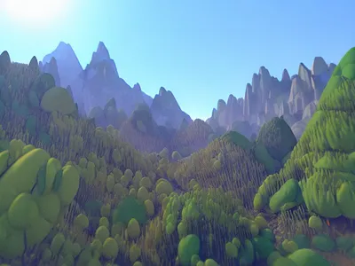Generative Flora 3d 3d illustration ai diligence environment generative art generative flora illustration landscape landscape illustration mountain nature illustration stuart wade trees