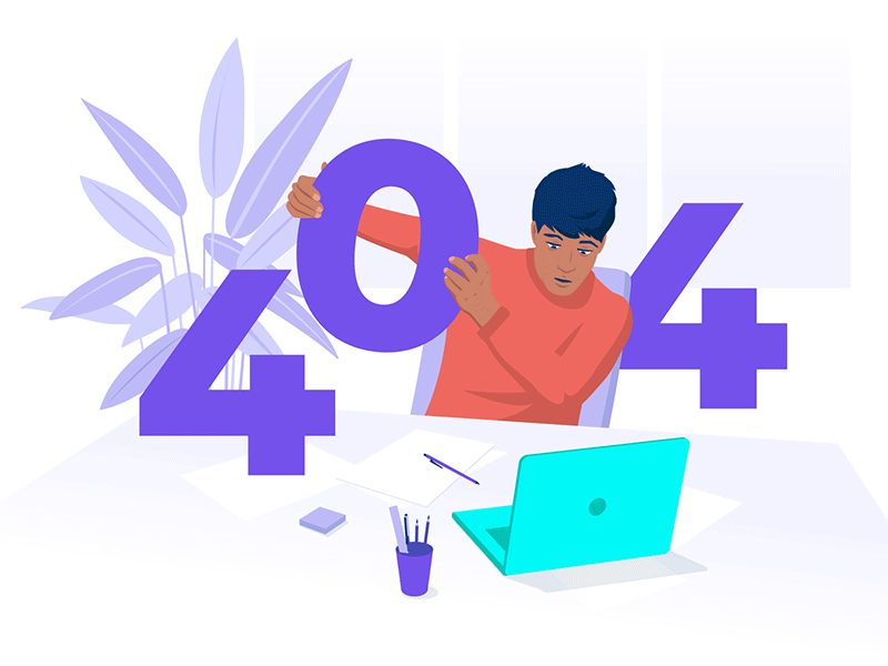 404 not found 404 animation character character animation error gif illustration loop lottie motion motion graphics people vector vector animation
