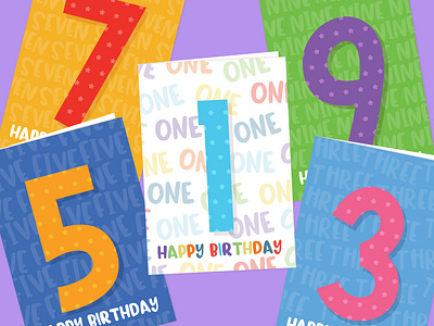 Birthday card series birthday branding card design graphic design greetings illustration