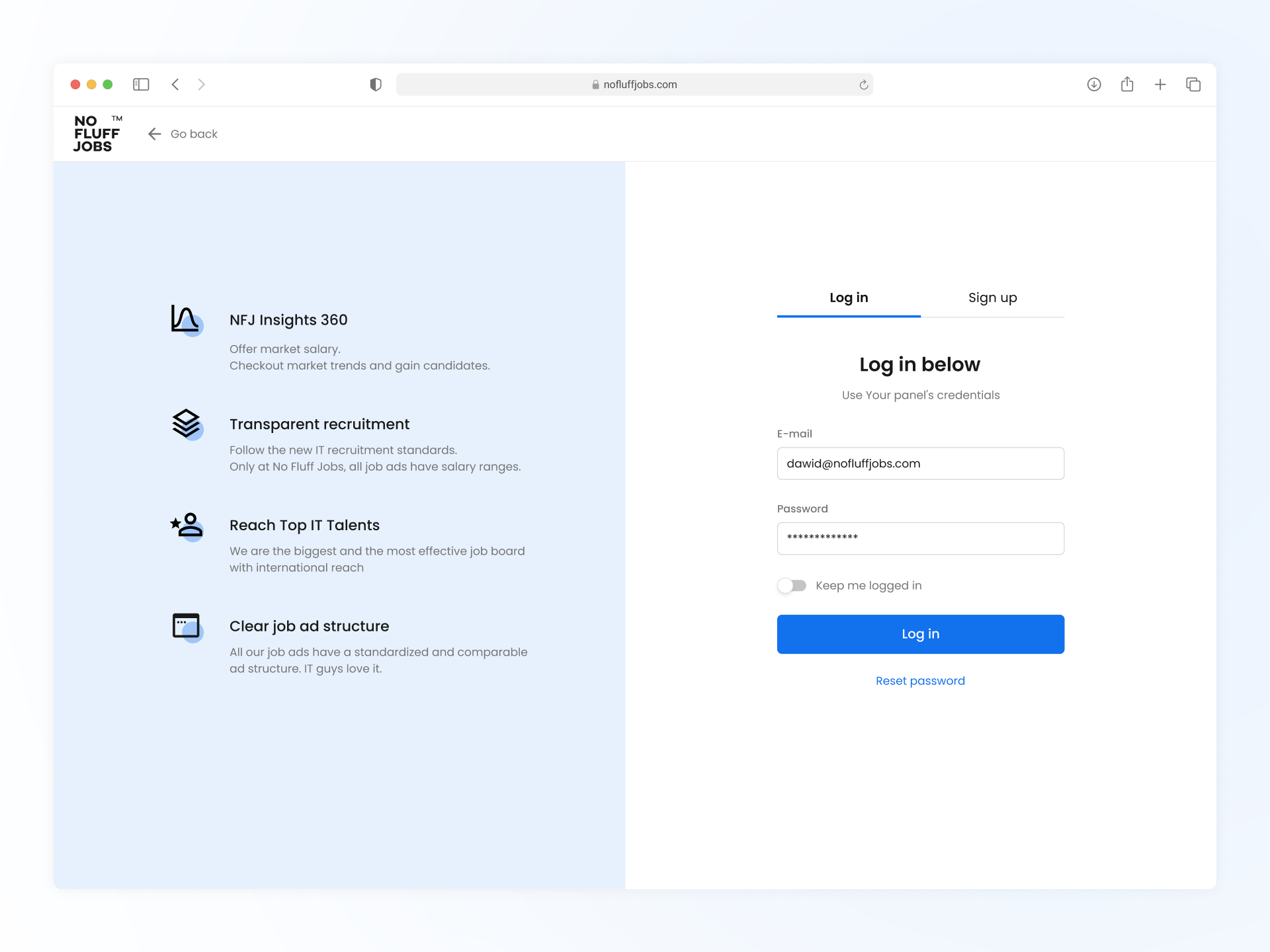 Log in Page cta input login register switch toggle ui ux welcome
