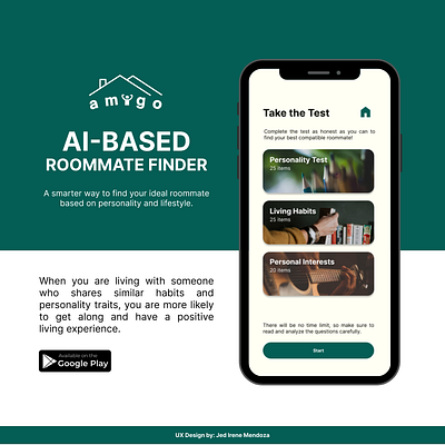 AMIGO: An AI-based Roommate Finder App app design app ux design mobile app design roommate ui ux uxdesign
