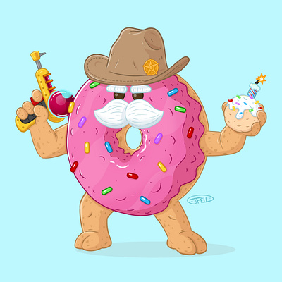 Sheriff Doughnamite animation character childrens cute illustration kids lit