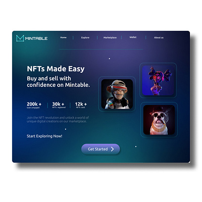 NFT Market Place Website UI [Mintable] app design graphic design typography ui