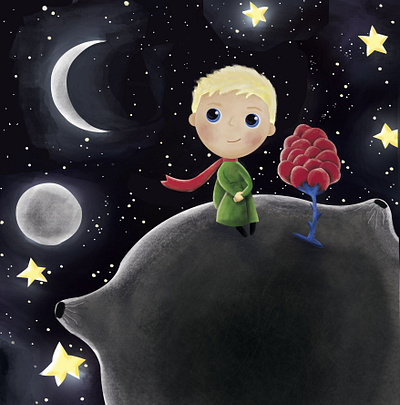 Prince design illustration moon rose sky