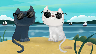 Cats cat design illustration summer