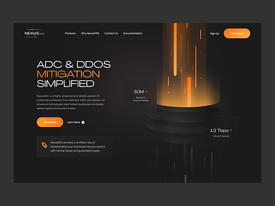 Nexus ADC & DDOS adc automated capacity concept ddos funnel global glow illustration migration network network capacity protect protecting security speed traffic ui