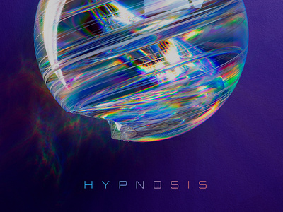 HYPNOSIS 3d album branding caustics chromatic aberration colors cover design glass logo octane perl project rainbow refraction scratches shiny sphere spiral transparent