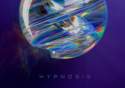 HYPNOSIS 3d album branding caustics chromatic aberration colors cover design glass logo octane perl project rainbow refraction scratches shiny sphere spiral transparent