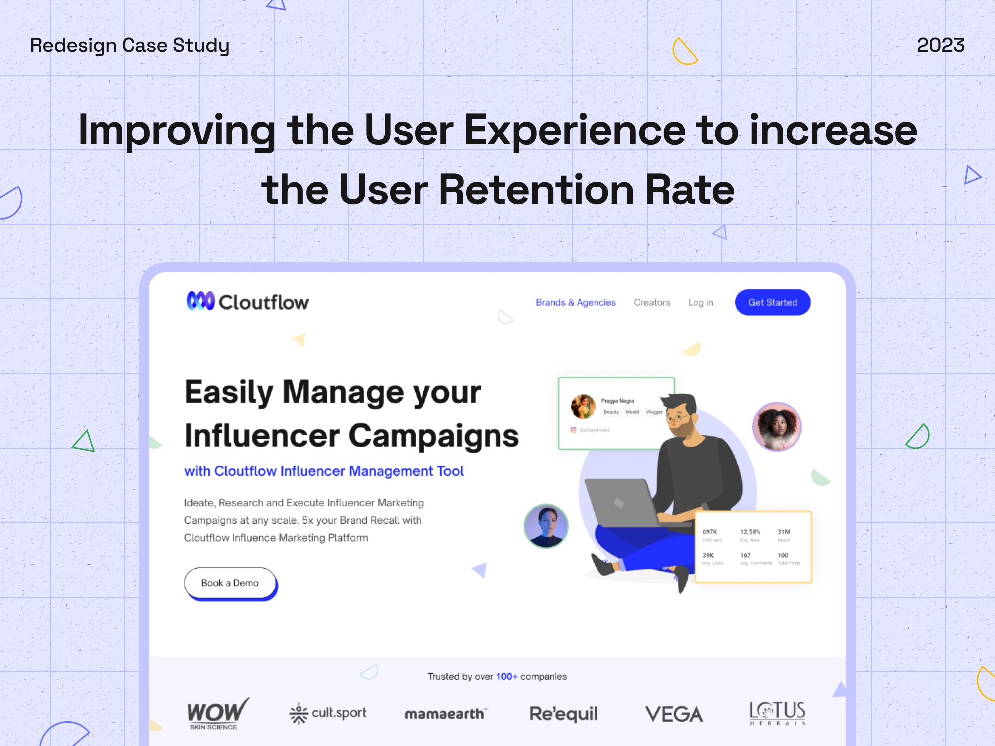 Website Landing Page UI/UX Redesign Case Study - Cloutflow adobe xd case study figma landing page redesign redesign website ui design uiux uiux design user interface web design website case study website design