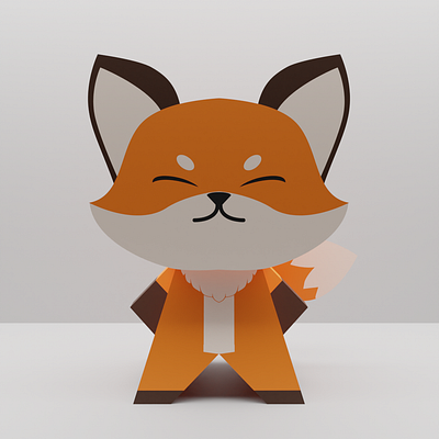 Chibi Fox Papercaft 3d 3d papercraft animal blender chibi design illustration papercraft vector