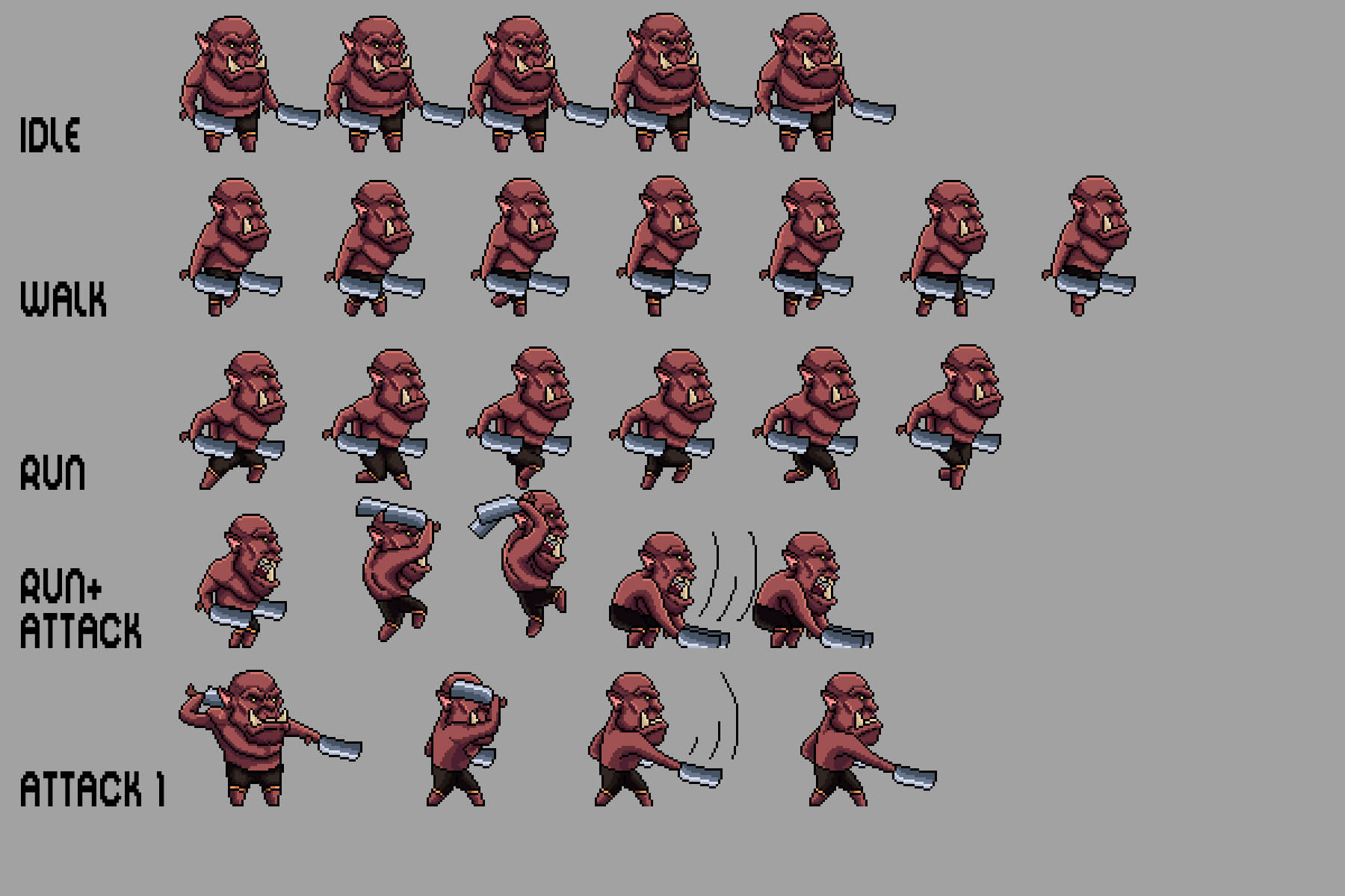 Free Orc Sprite Sheets Pixel Art by 2D Game Assets on Dribbble