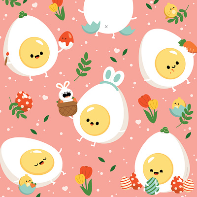 Have an Eggcellent Easter! character childrens illustration cute editorial food happy illustration illustrator pattern vector