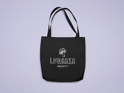 Lunaria Logo Tote Bag apparel bag branding cottagecore design digital art drawing graphic design illustration logo mushroom tote bag typography