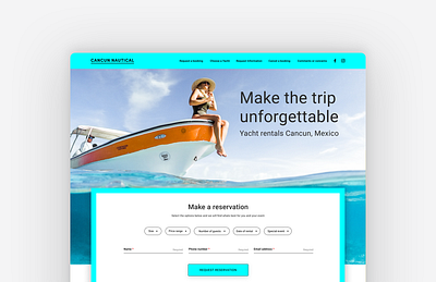 Cancun Nautical yacht rentals boats branding design digital design filtering form fields graphic design landing page layout ocean photography reserving typography ui ux yachts