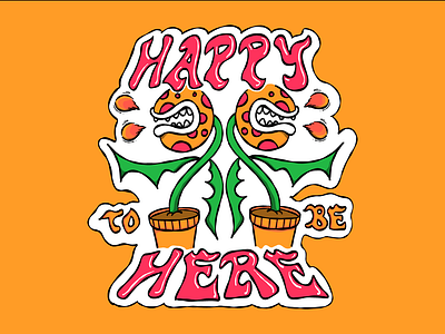 Happy To Be Here - Piranha Plant Sticker adobe fresco art colors design doodles fresco happy to be here illustration illustrator layers piranha plant stickers vector