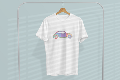 Pastel Rainbow Retro Car art design drawing graphic design graphic tee illustration retro tshirt vintage inspired