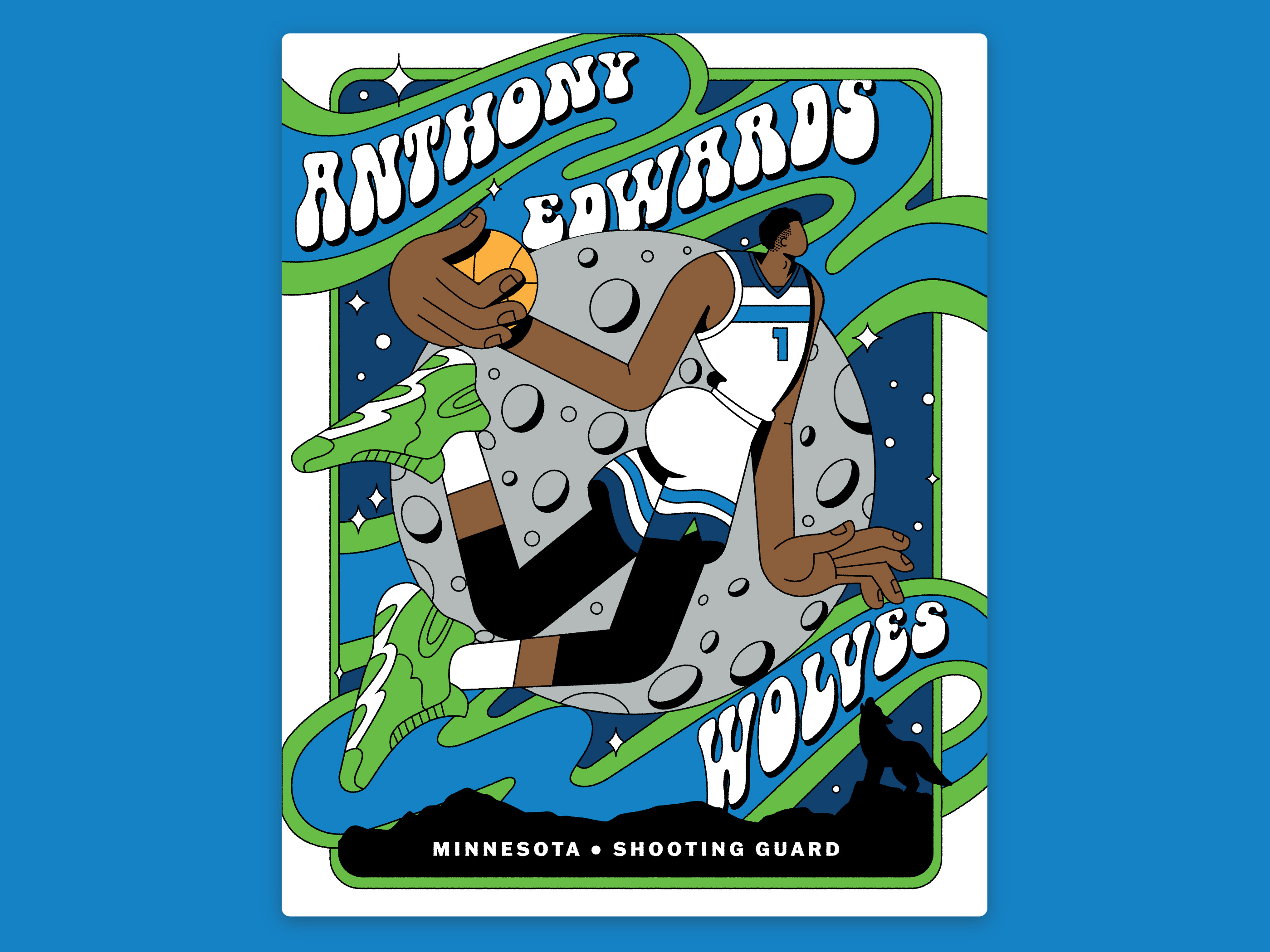 A1 Basketball Card basketball bball card character design minnesota moon northern lights sports sportsball timberwolves