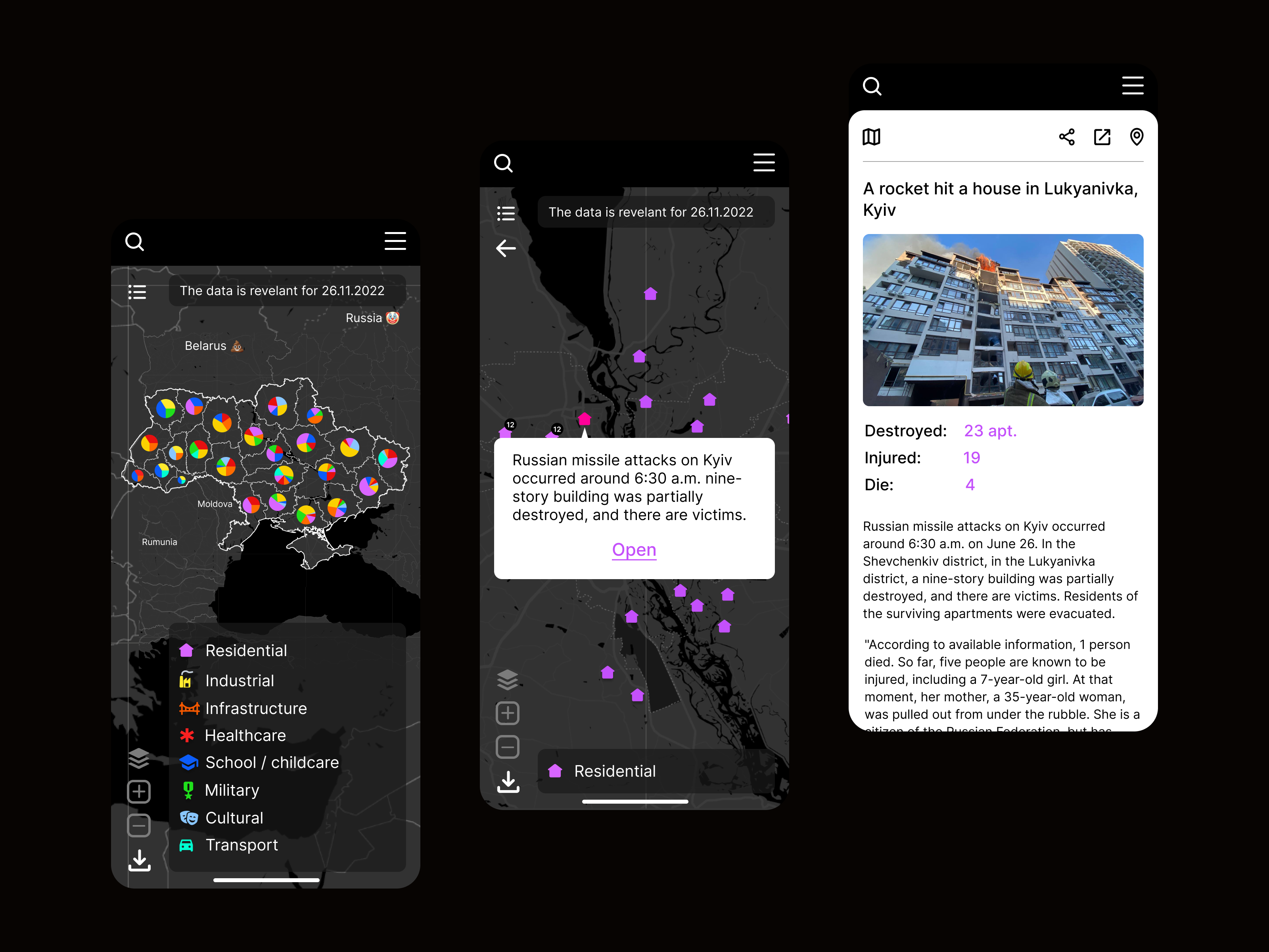 Interactive map of war app application article dribbble interactive interactivemap interface map minimalism mobile mobile app result ui ukraine ux uxui web app webdesign website