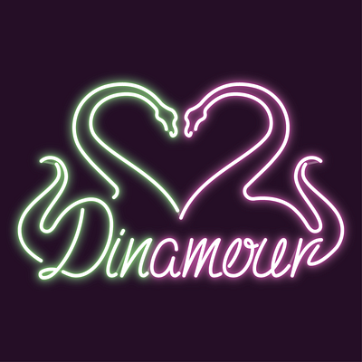 Dinamour adobe illustrator design digital art dinosaur graphic design illustration jurassic logo neon signage vector