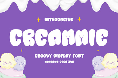 Creammie Groovy Decorative Display Font animation branding design font fonts graphic design illustration logo nostalgic