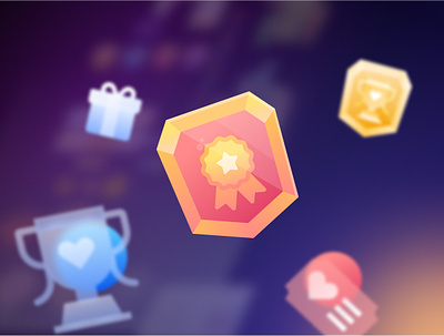 Gamified Glass-morphism Icons colorful cool gamify gamifying kit gift box glass glassmorphism graphics icon icons illustration leaderboard morphism render surprise tickets transparent trophy ui elements winner