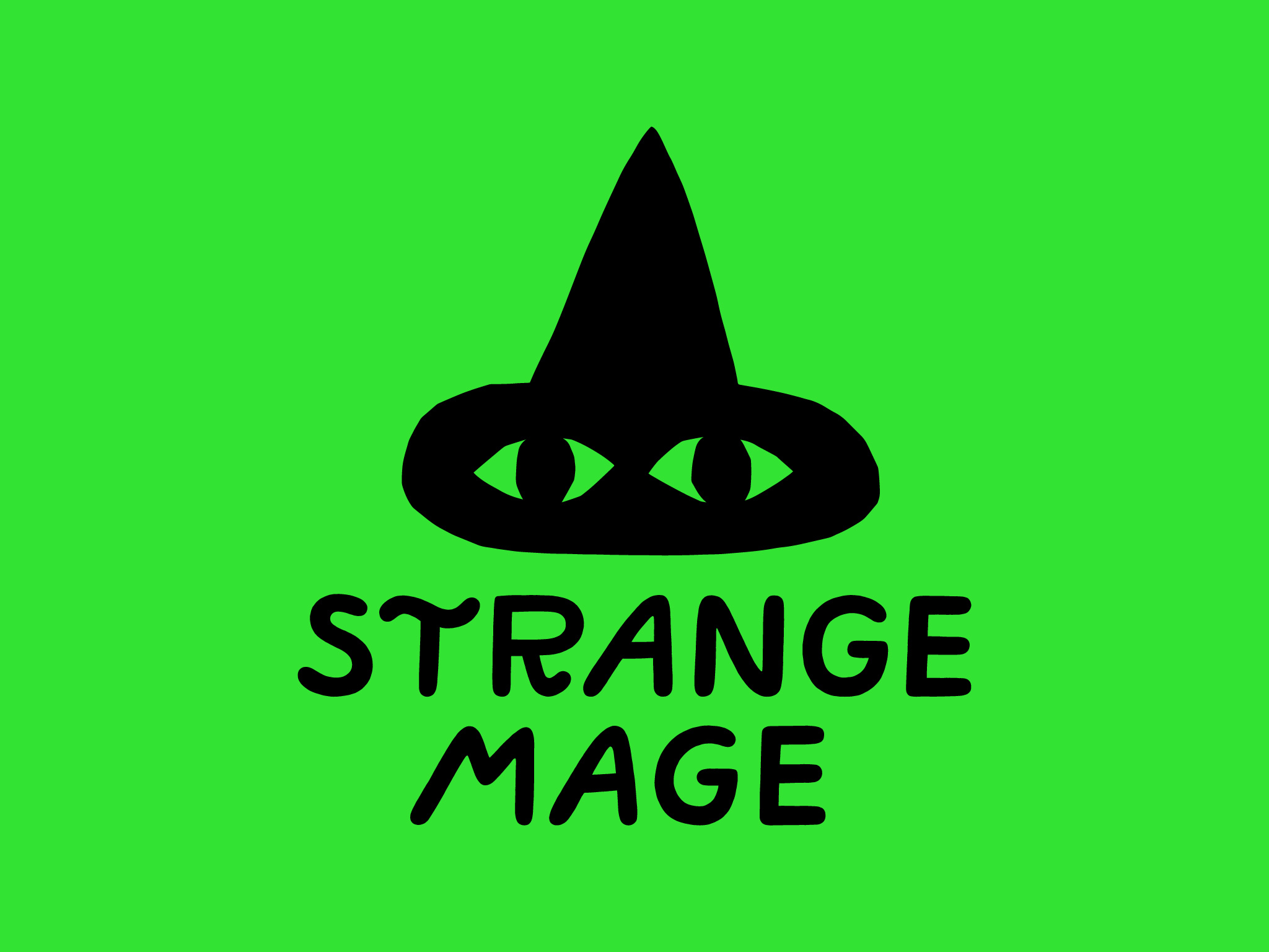 Logo for Strange Mage black and white logo branding character character design cute flat color friendly graphic design hand drawn type handmade illustration kawaii leena kisonen logo logo design magician monochrome retro scandinavian scandinavian style