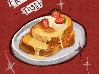 French Toast breakfast cookbook food french toast procreate red strawberry toast