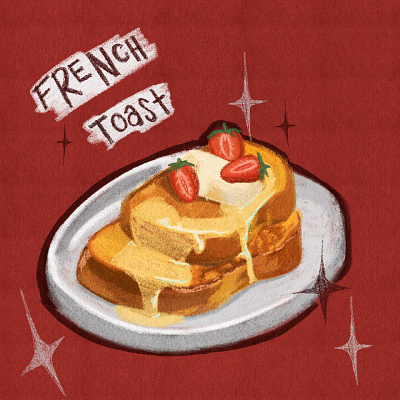 French Toast breakfast cookbook food french toast procreate red strawberry toast