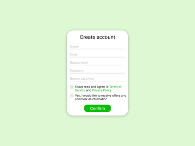 DailyUI #082 Form account create account daily ui dailyui form green sign up ui