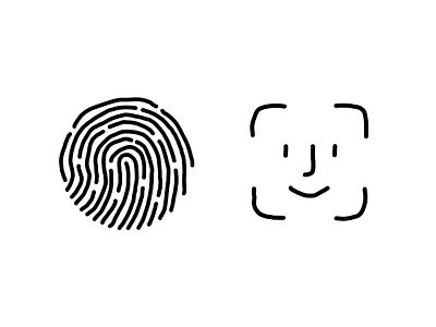Doodle Hand Drawn Face, Touch ID Apple Icons. 2d apple art branding cute design figma graphic design illustration ios kid logo macos os profile scribble security ui ux vector