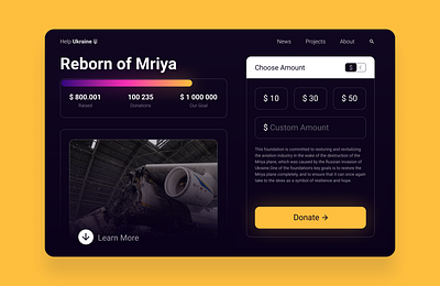 Crowdfunding Campaign challenge crowdfounding dailyui dailyui032 design foundation mockup mriya ui uiux ukraine website