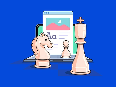 Blog Content Strategy ahrefs article black blog board browser chess content illustration king laptop marketing night outline pawn perspective seo strategy surface white