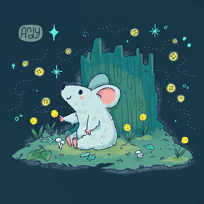 Stargazing mouse beginner brushes color illustration