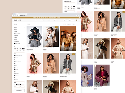 Fashion E-commerce Catalog Page app branding cloths commerce design e commerce elevate fashion filter filtering graphic design illustration logo logo design product product catalog page product page shop shopping women