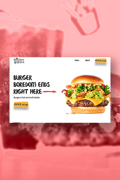 Outlaw Burger Home Page branding illustrations typography ui
