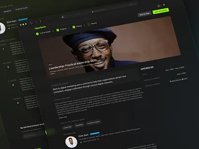 Hypersenta course details page design education product design ui